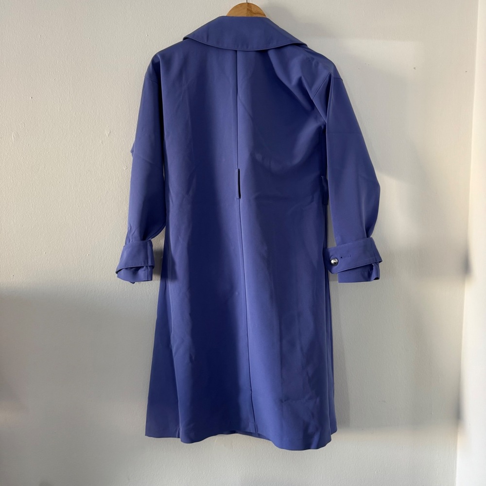 G by Giuliana Black Label Periwinkle Trench Coat Belted XXS Quiet Luxury Peppy - Picture 2 of 11
